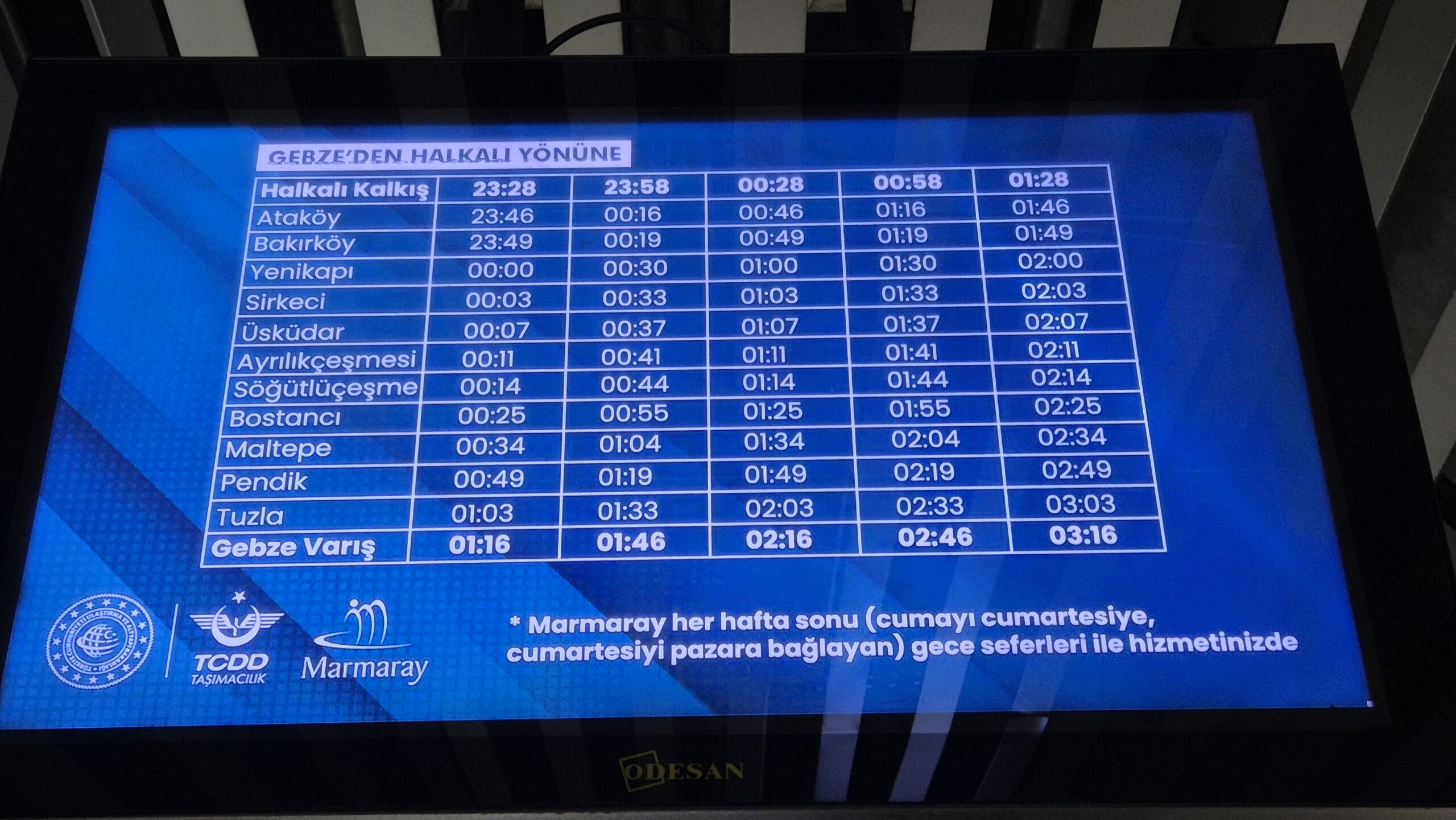 Halkalı'dan Gebze'ye marmaray son trenler